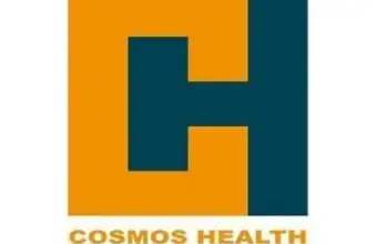 Cosmos Health logo: orange and dark teal square with an abstract H, and 'COSMOS HEALTH GLOBAL HEALTHCARE GROUP' text beneath.